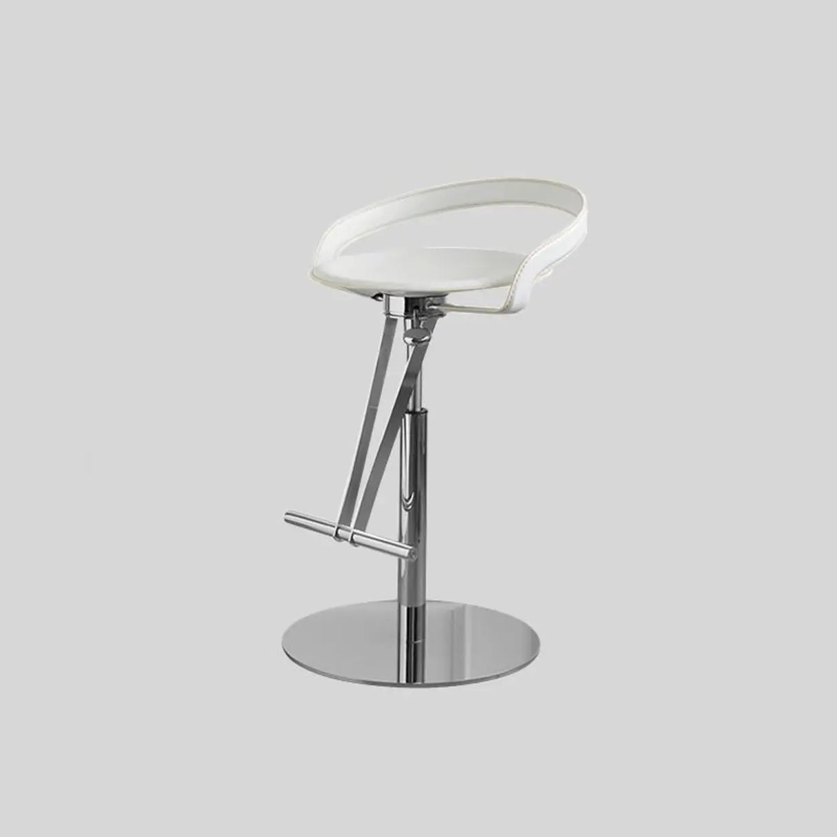 Adjustable Swivel Leather Steel Bar Stool with Footrest Image - 2