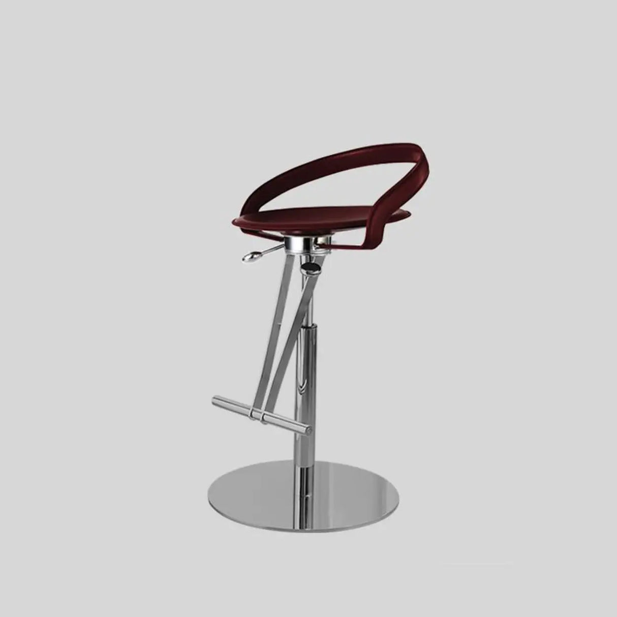 Adjustable Swivel Leather Steel Bar Stool with Footrest Image - 7