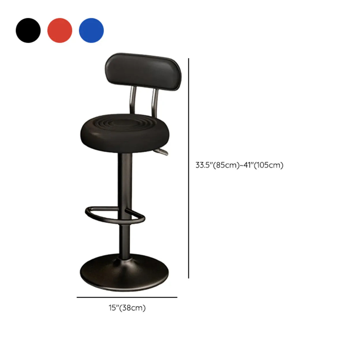 Adjustable Swivel Round Leather Low Back Bar Stool Image - 14