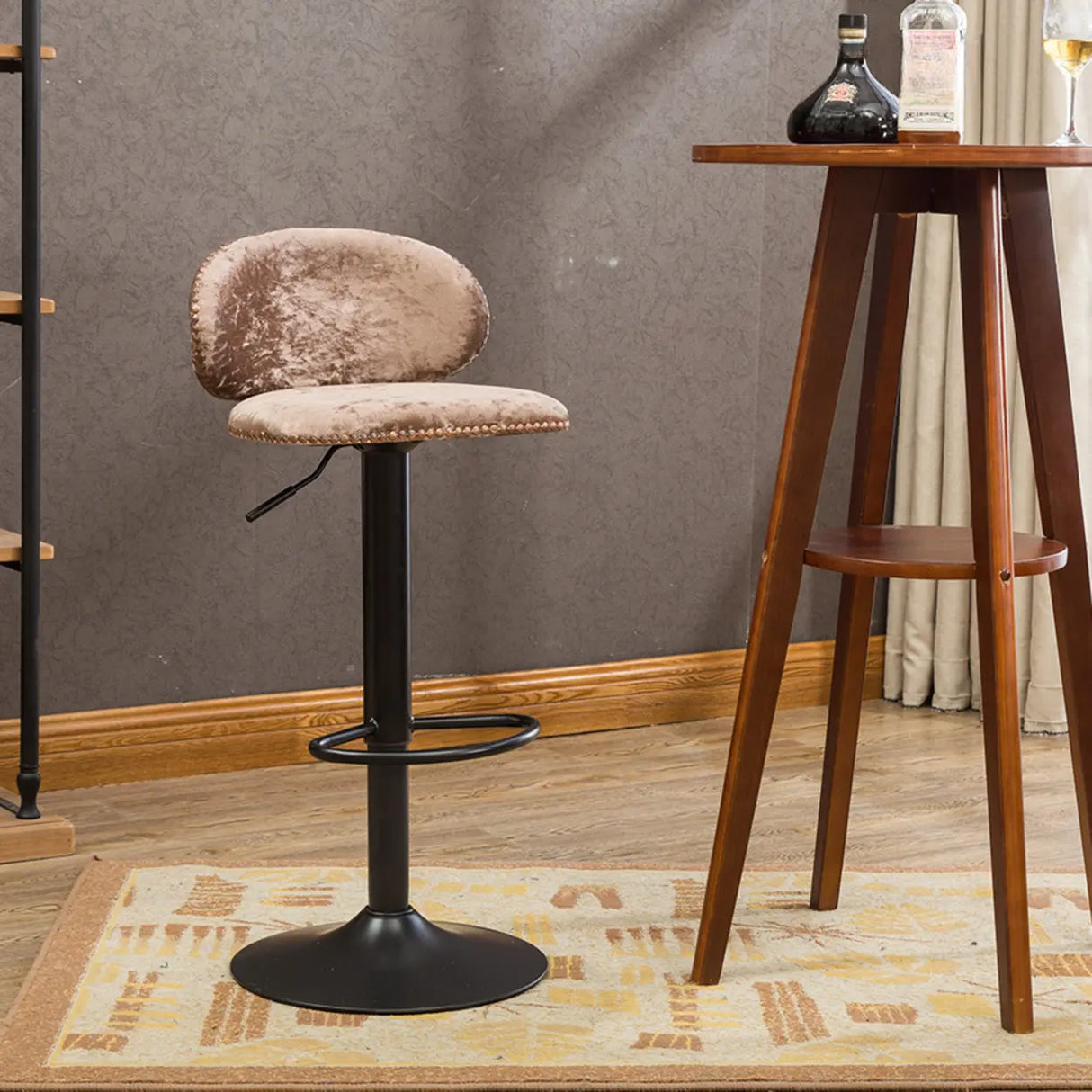 Adjustable Swivel Upholstered Bucket Low Back Bar Stool Image - 10