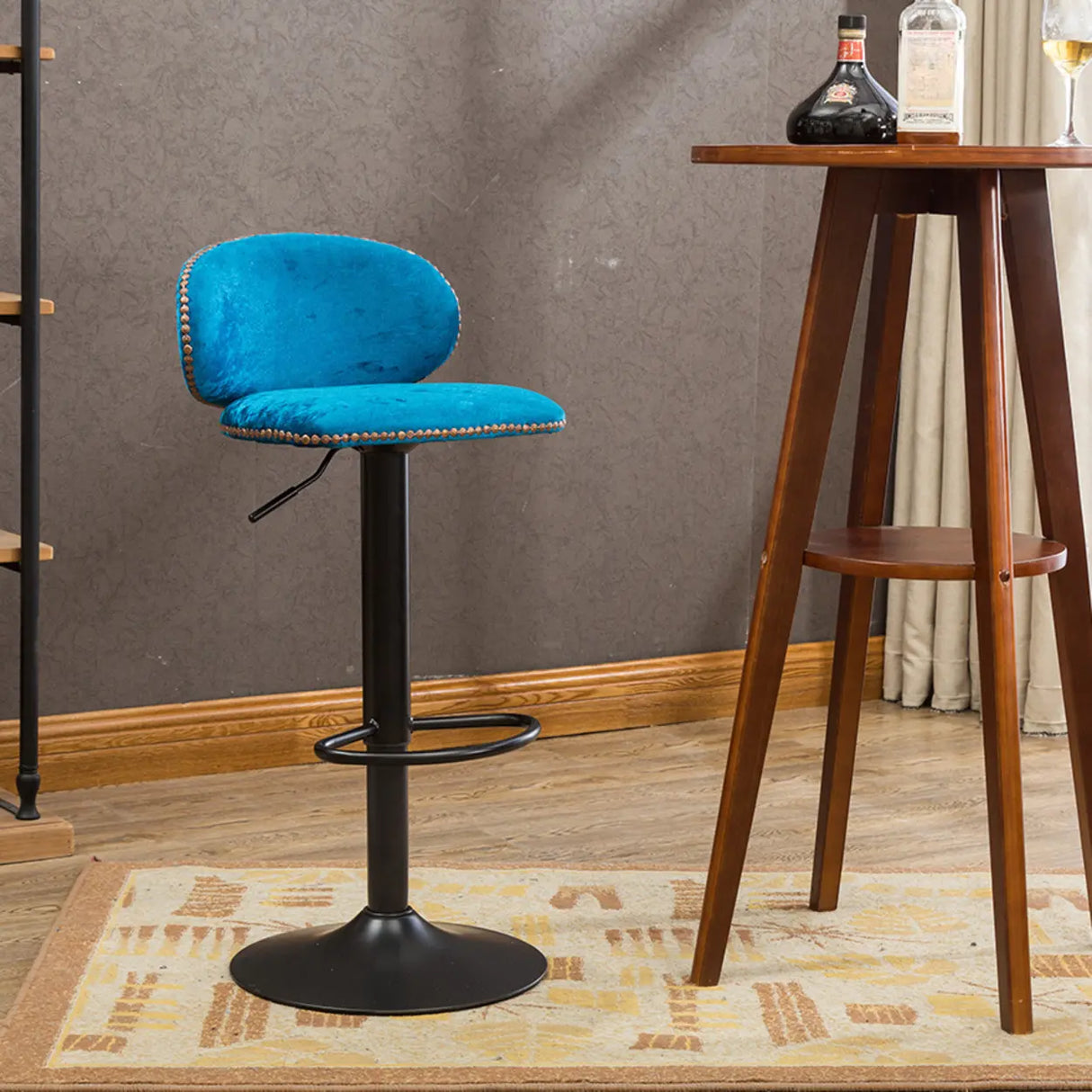 Adjustable Swivel Upholstered Bucket Low Back Bar Stool Image - 12