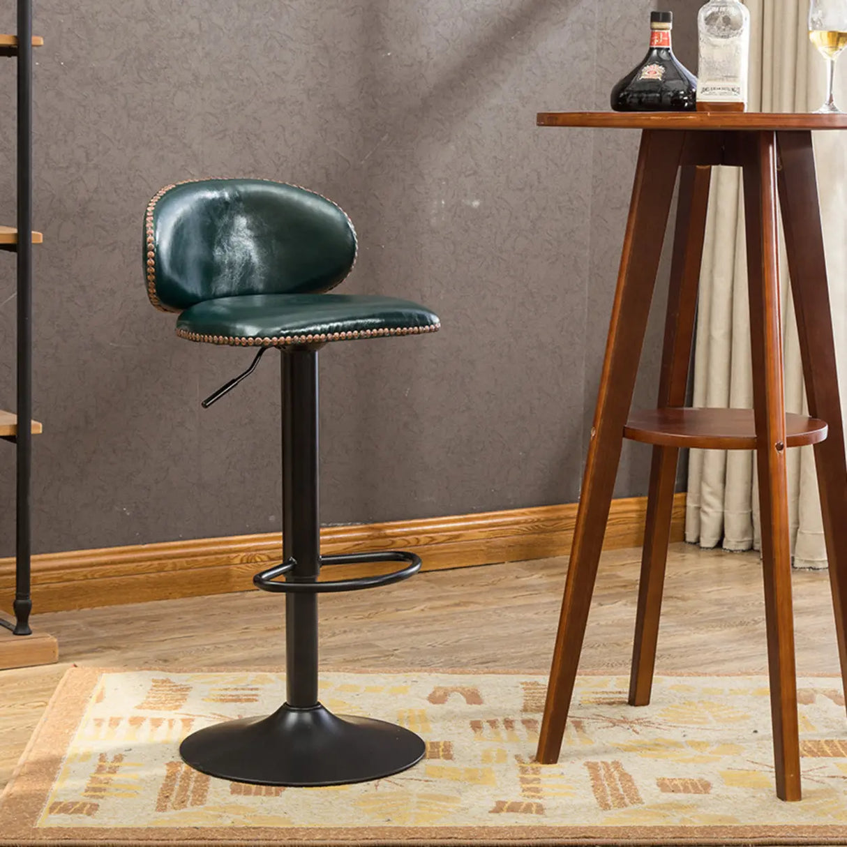 Adjustable Swivel Upholstered Bucket Low Back Bar Stool Image - 13