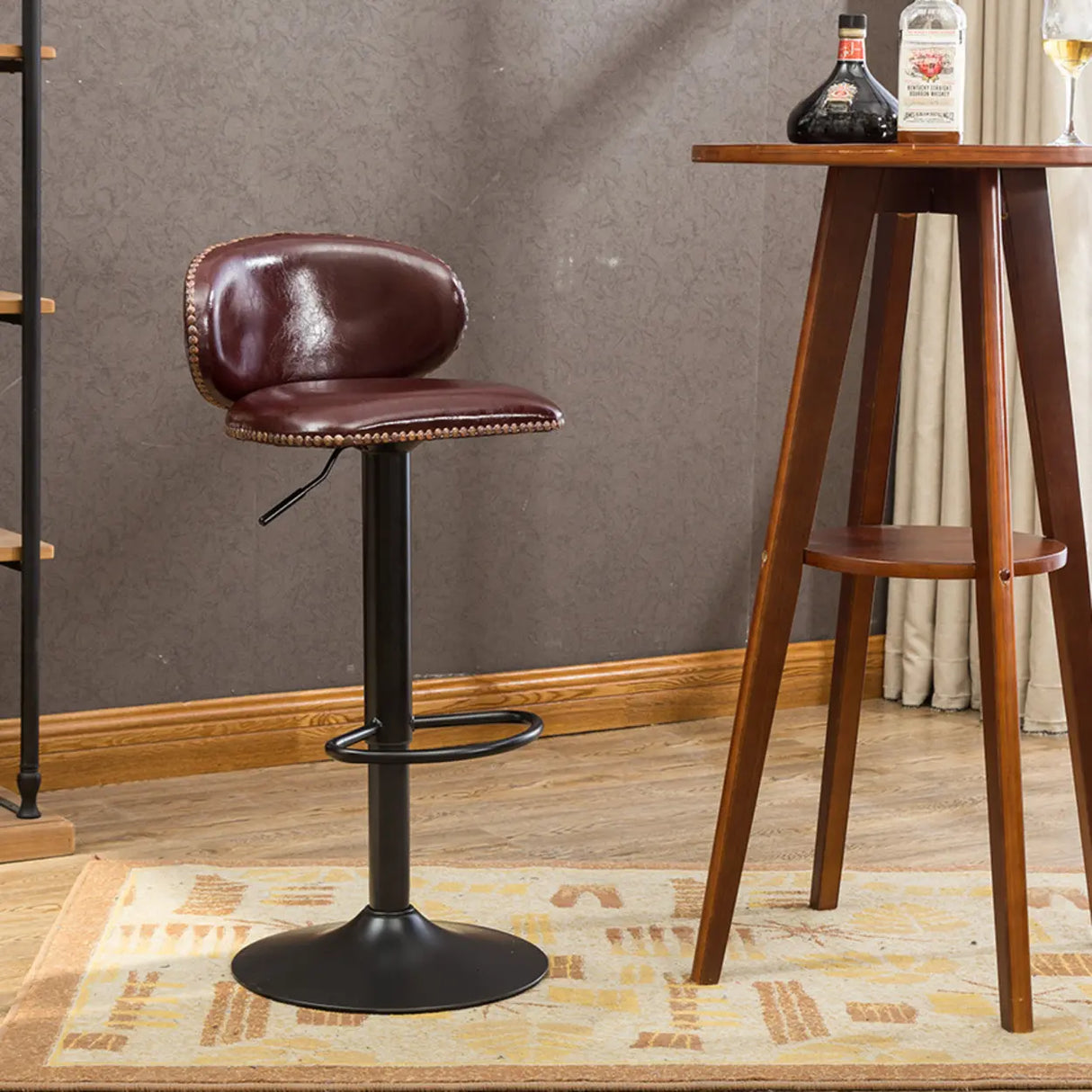 Adjustable Swivel Upholstered Bucket Low Back Bar Stool Image - 15