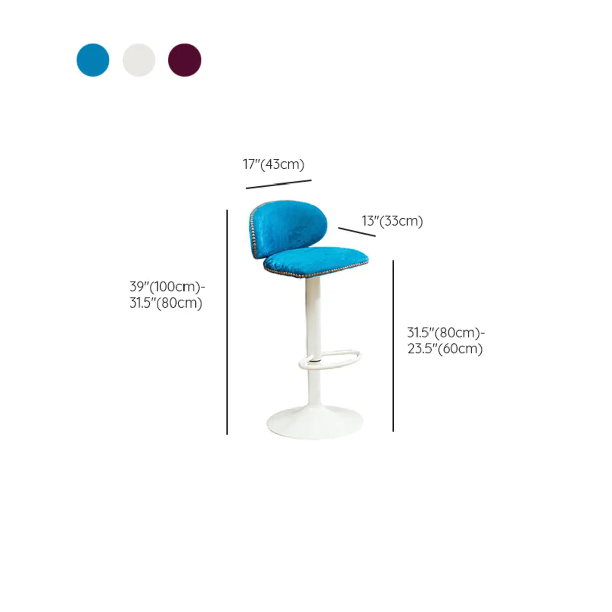 Adjustable Swivel Upholstered Bucket Low Back Bar Stool Image - 18