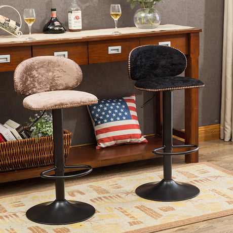 Adjustable Swivel Upholstered Bucket Low Back Bar Stool Image - 1