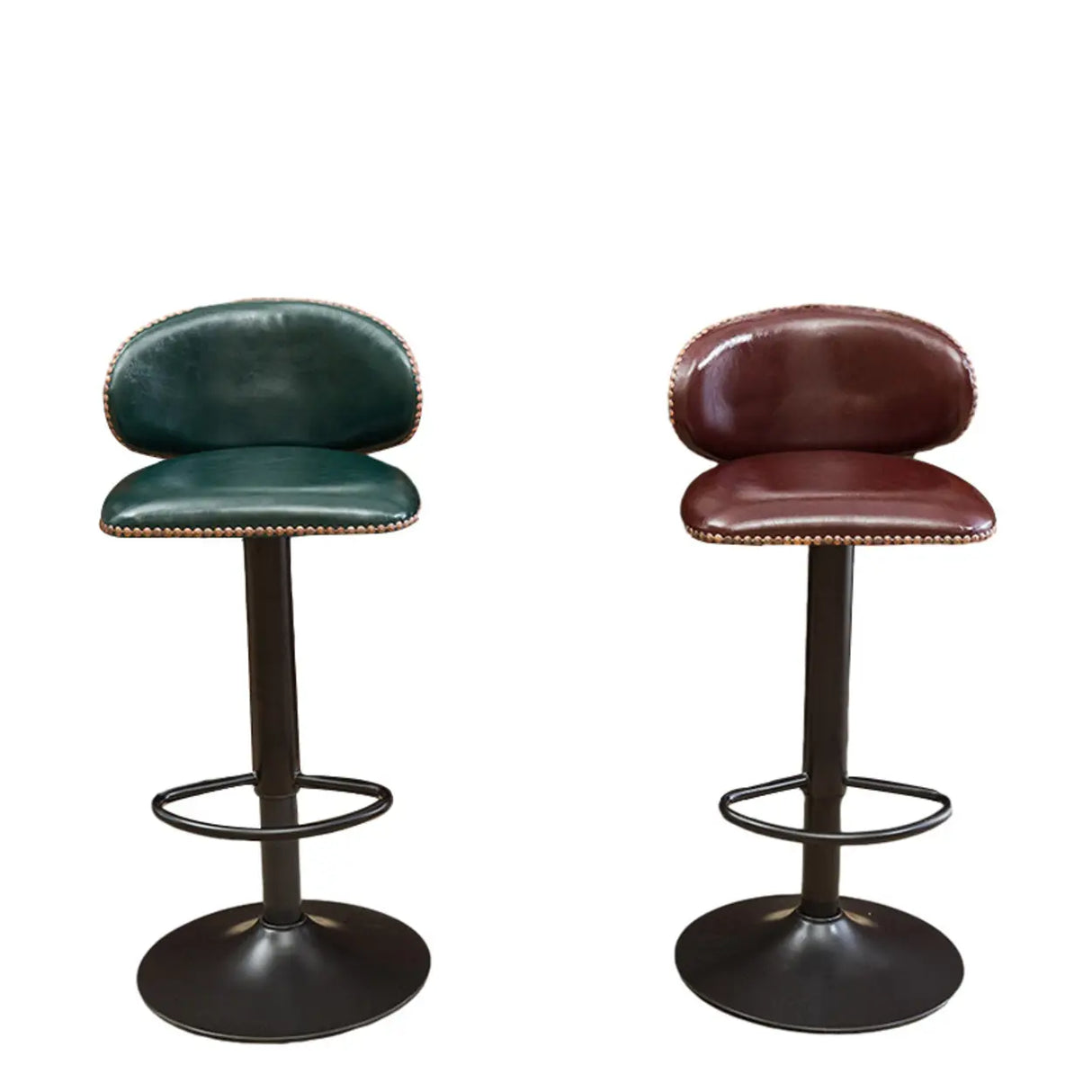 Adjustable Swivel Upholstered Bucket Low Back Bar Stool Image - 6