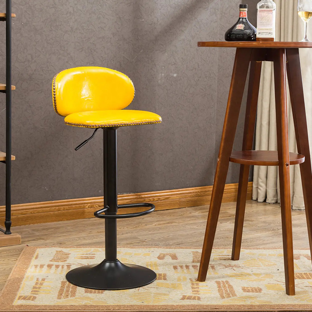 Adjustable Swivel Upholstered Bucket Low Back Bar Stool Image - 7