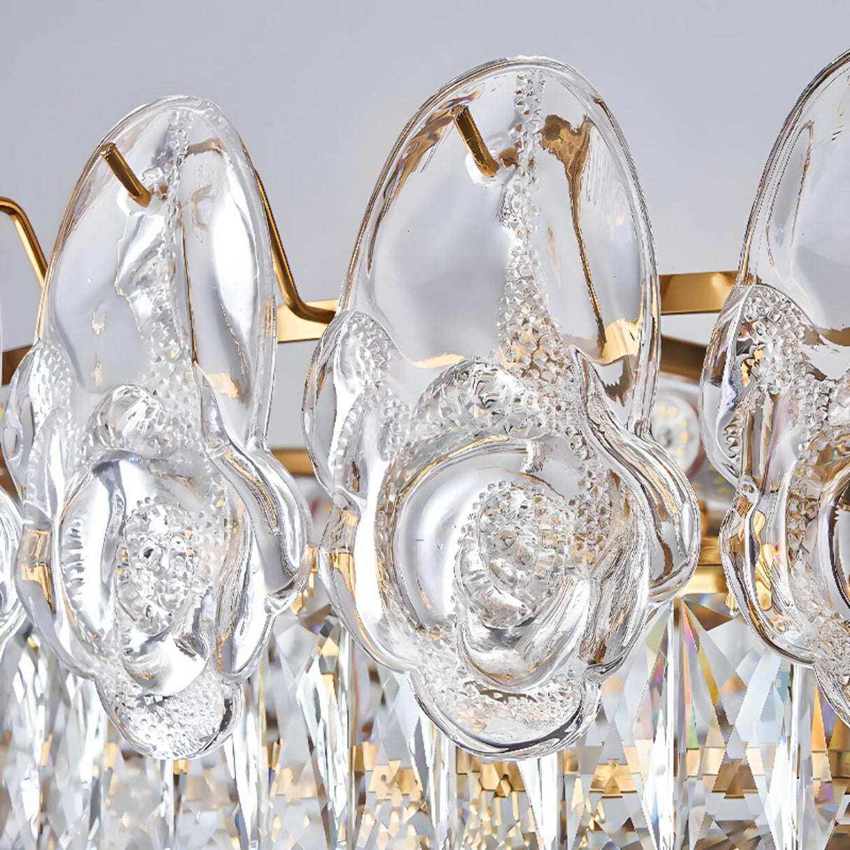 Adjustable Tiered Gold Crystal Rose Chandelier Image - 11