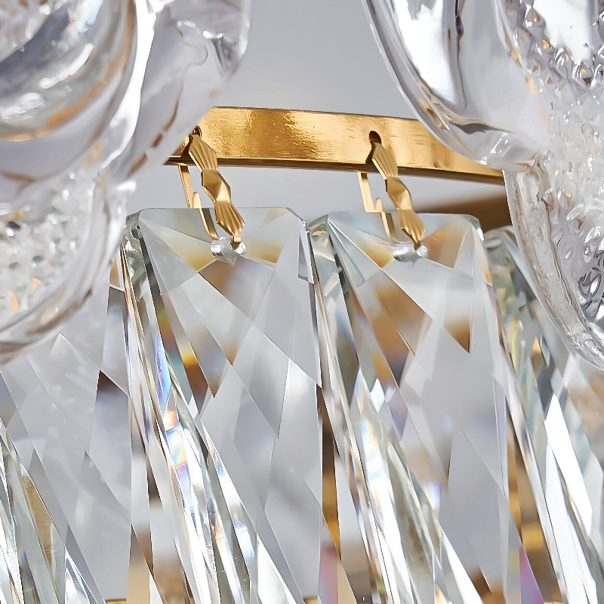 Adjustable Tiered Gold Crystal Rose Chandelier Image - 13