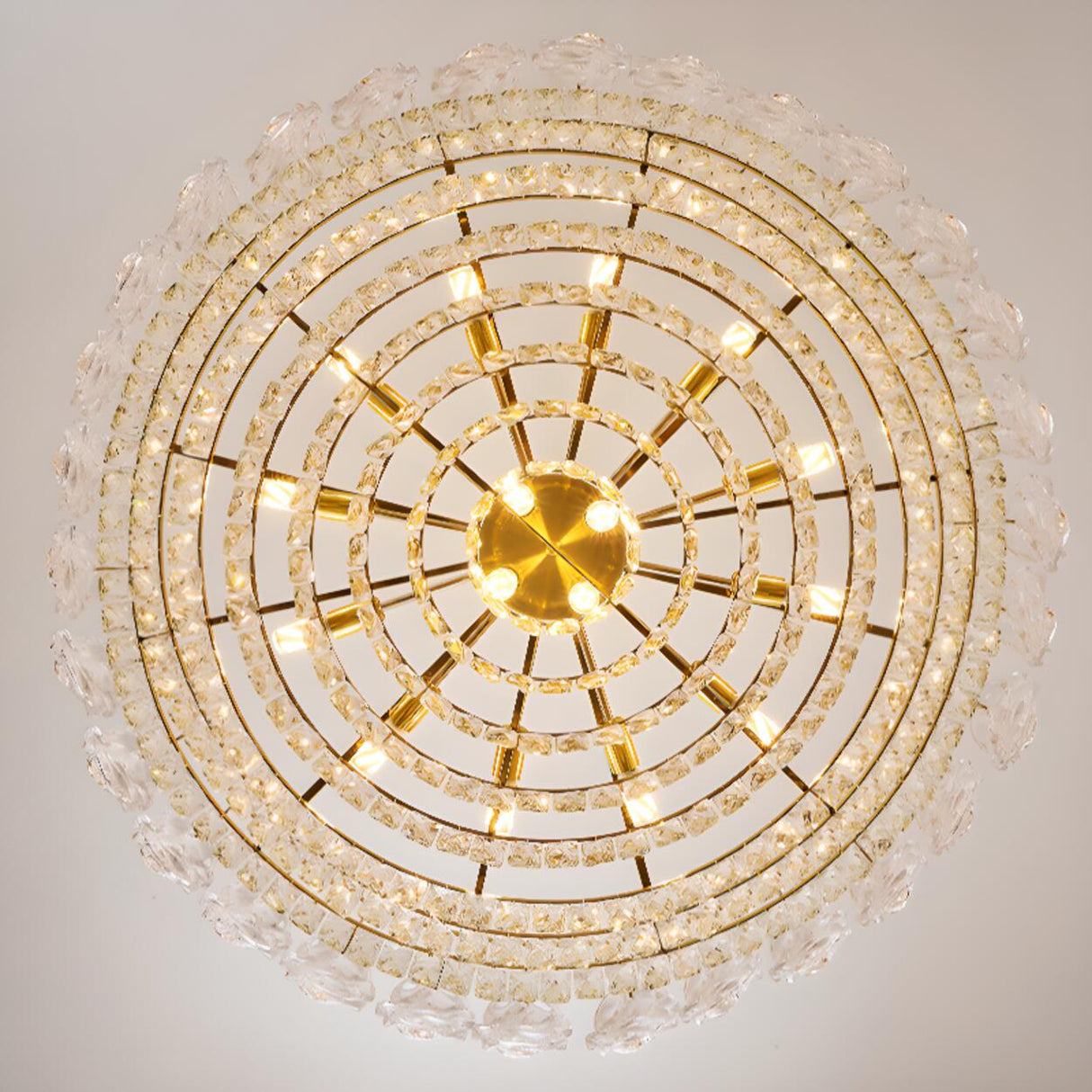 Adjustable Tiered Gold Crystal Rose Chandelier Image - 14