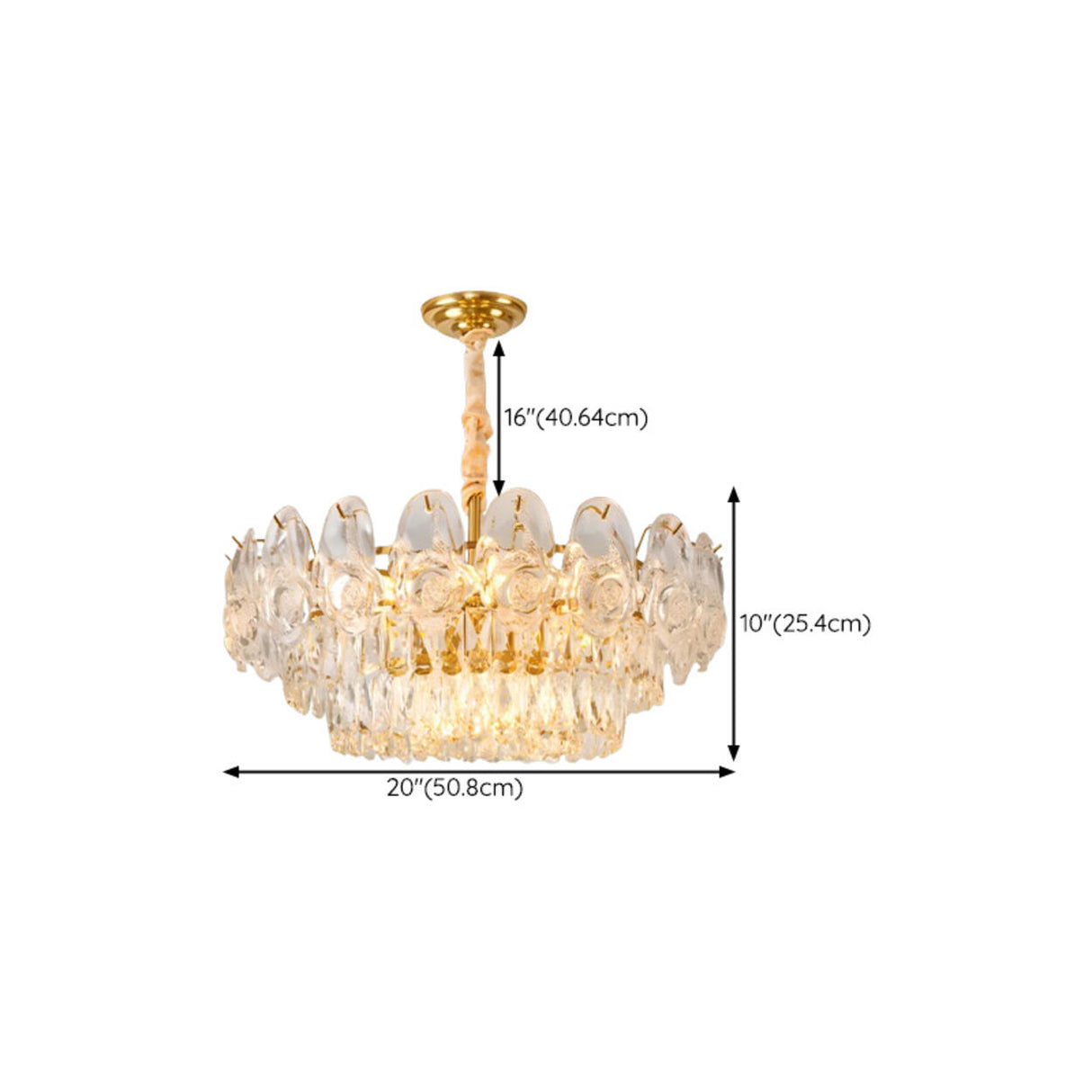 Adjustable Tiered Gold Crystal Rose Chandelier