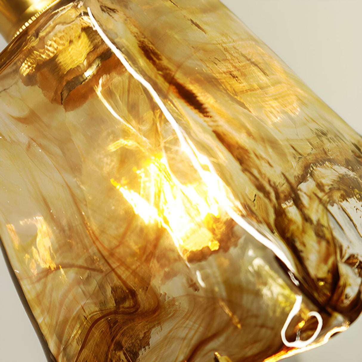 Adjustable Vintage Copper Amber Glass Wall Light Image - 14