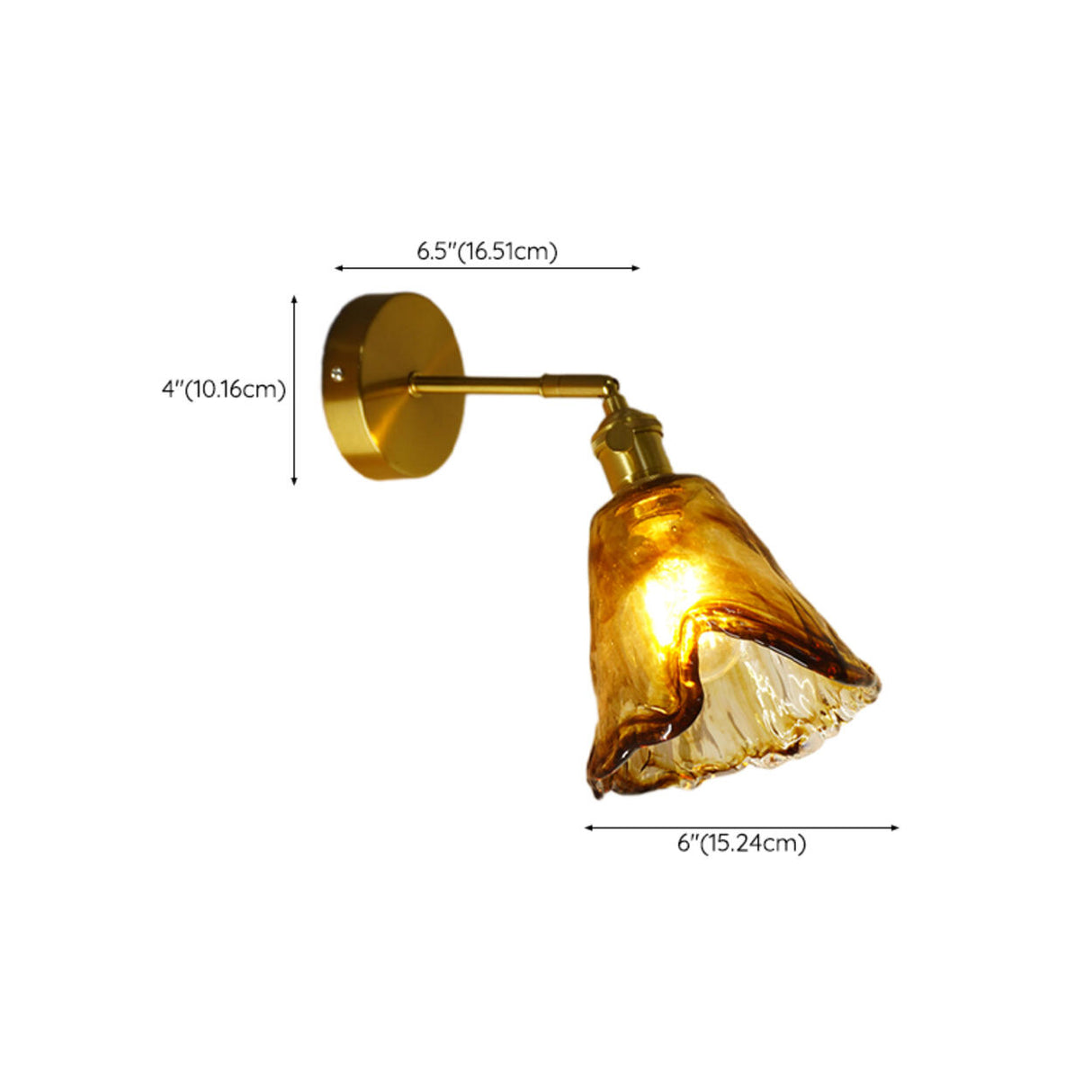 Adjustable Vintage Copper Amber Glass Wall Light Image - 19