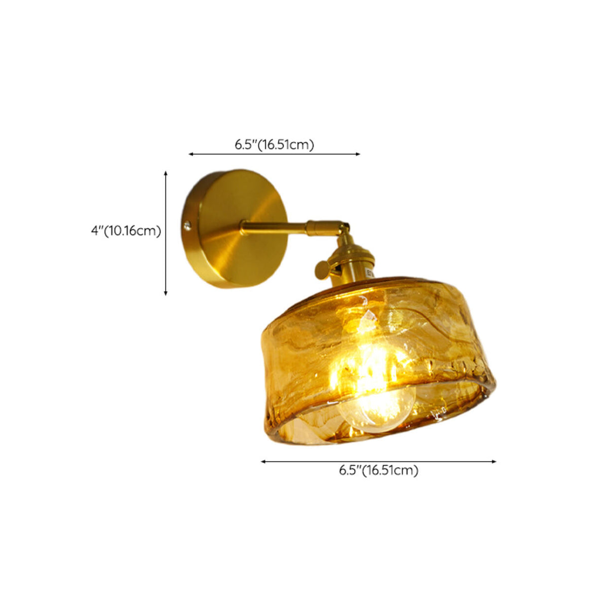 Adjustable Vintage Copper Amber Glass Wall Light Image - 21