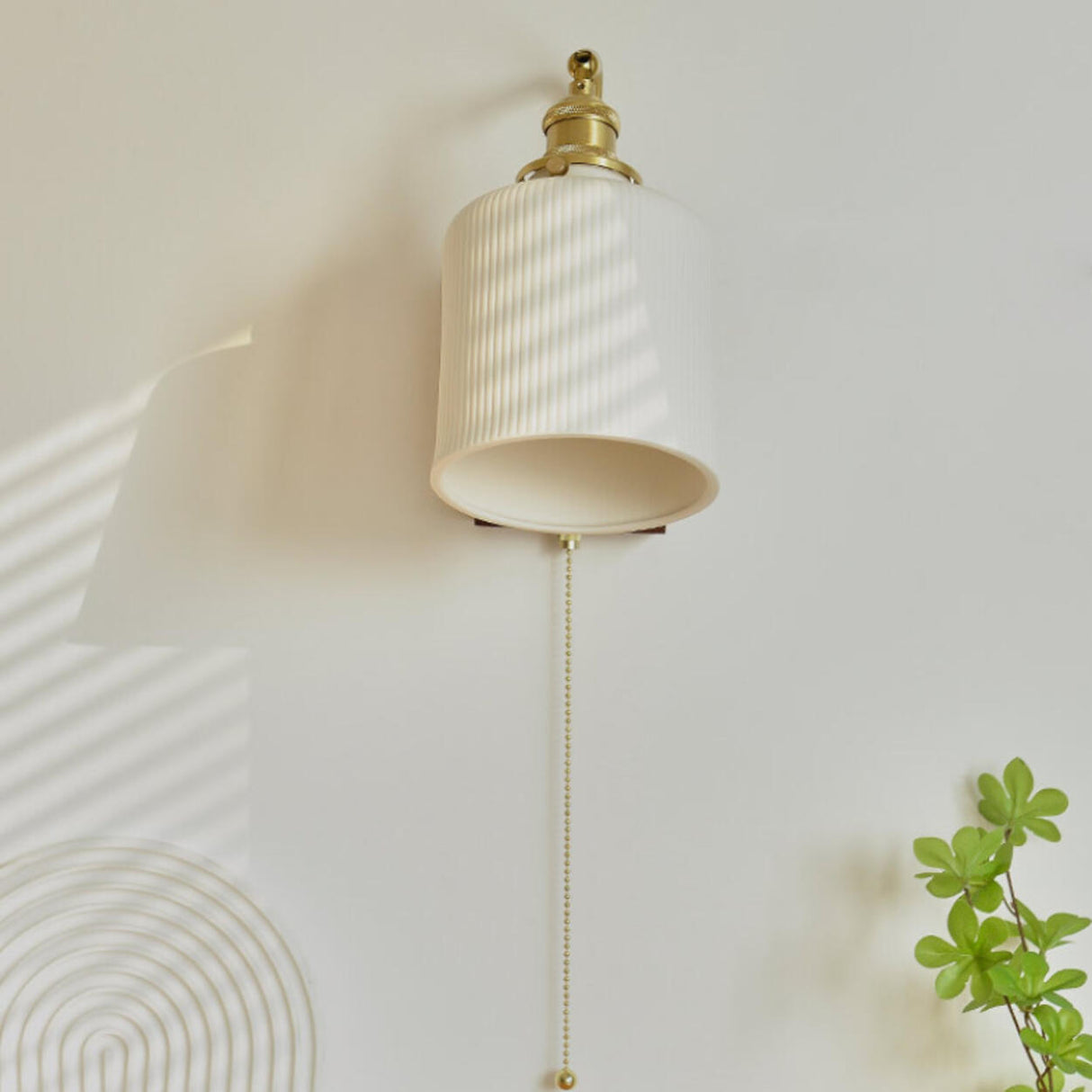 Adjustable Walnut Cylinder Pull String Wall Sconce Image - 13