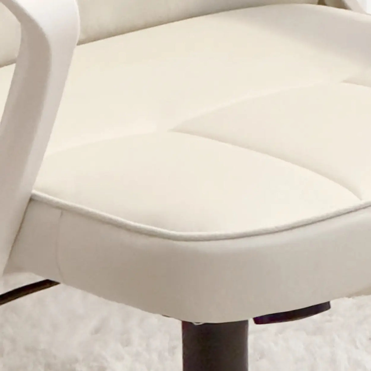 Adjustable White Ergonomic Calfskin Office Chair with Wheels Image - 10