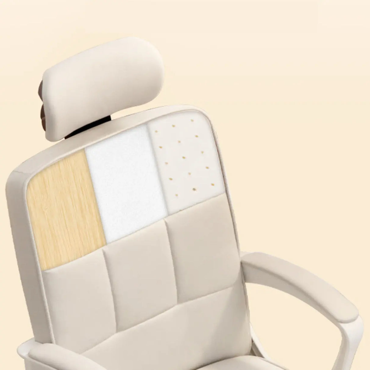 Adjustable White Ergonomic Calfskin Office Chair with Wheels Image - 4