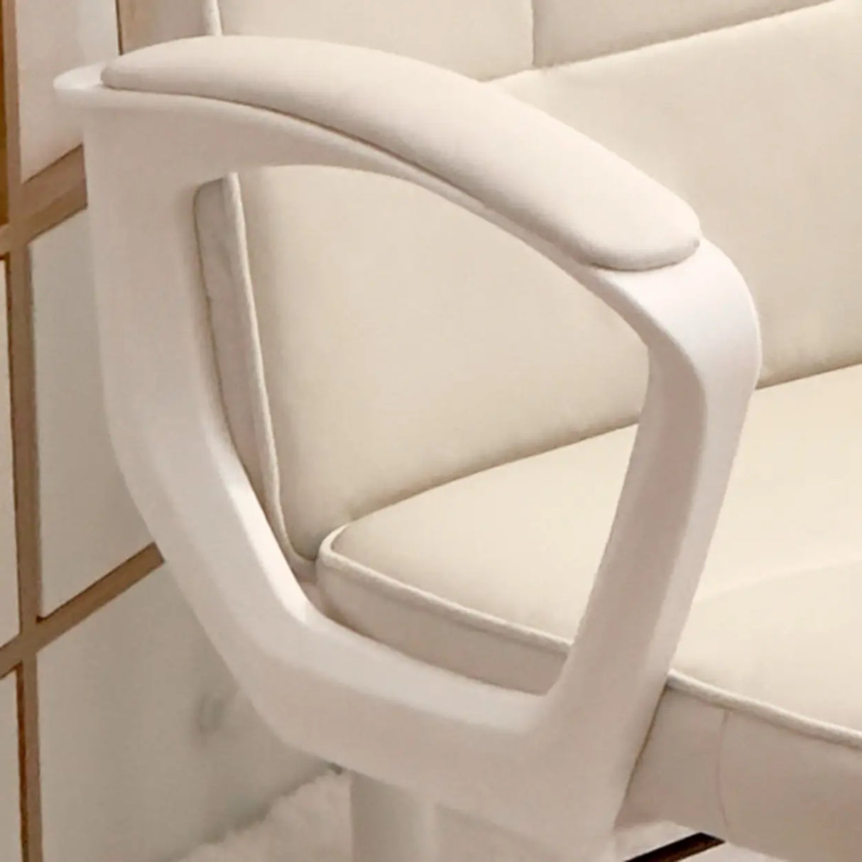 Adjustable White Ergonomic Calfskin Office Chair with Wheels Image - 6