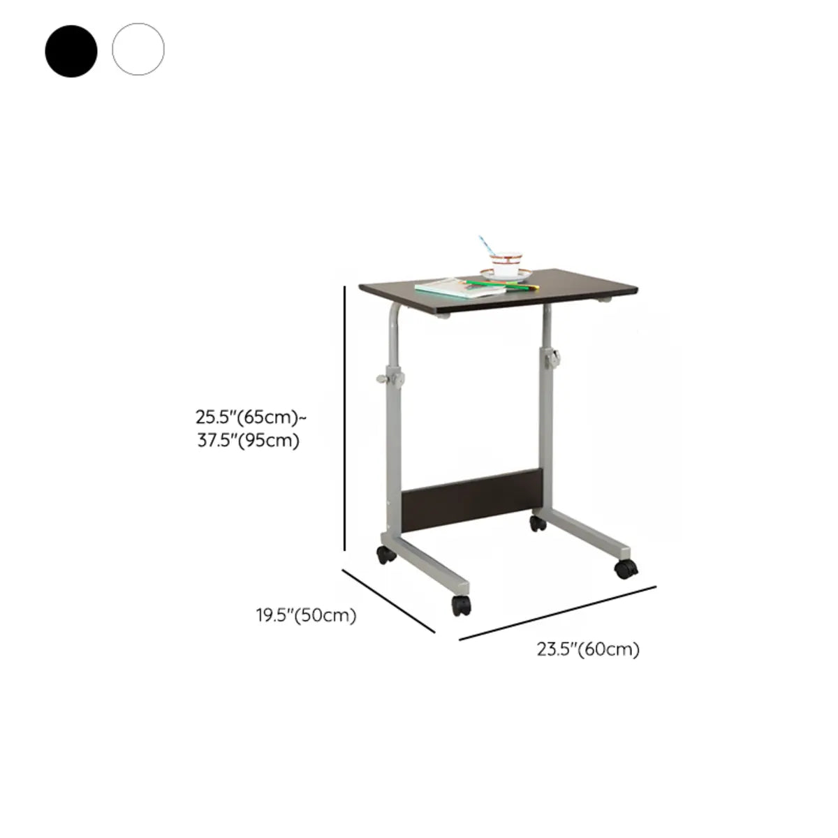 Adjustable White Mobile Rectangular Wood Standing Desk Image - 13