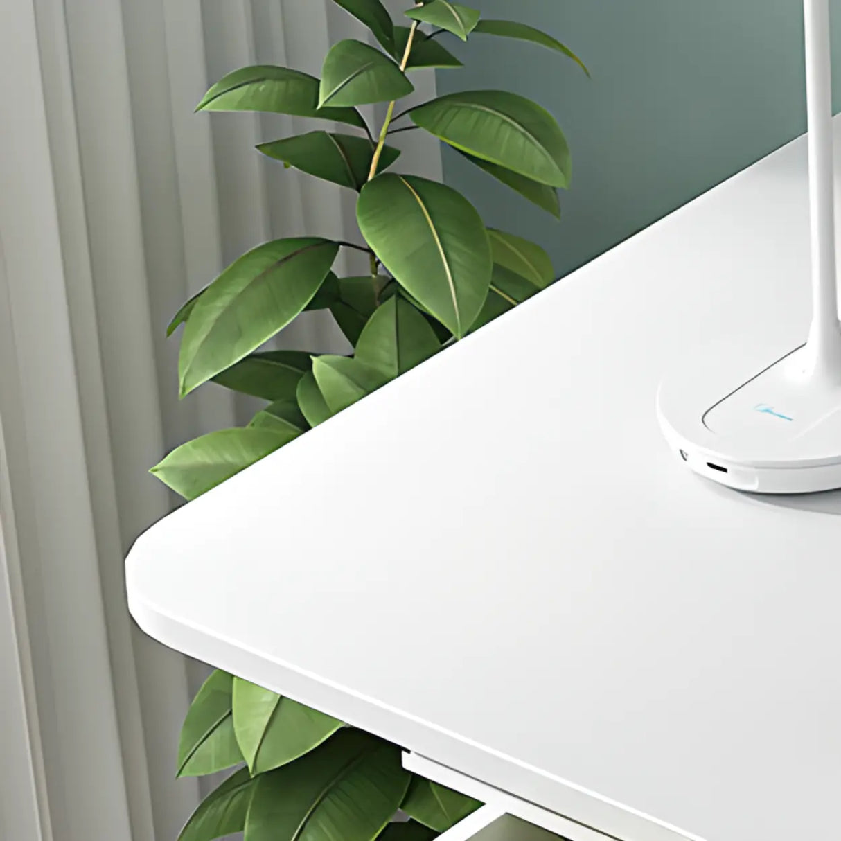 Adjustable White Wood Kids Desk with Exterior Shelf Image - 10