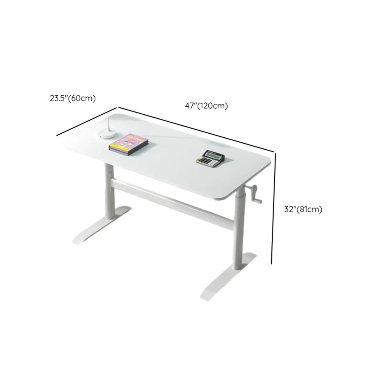Adjustable White Wood Kids Desk with Exterior Shelf Image - 16