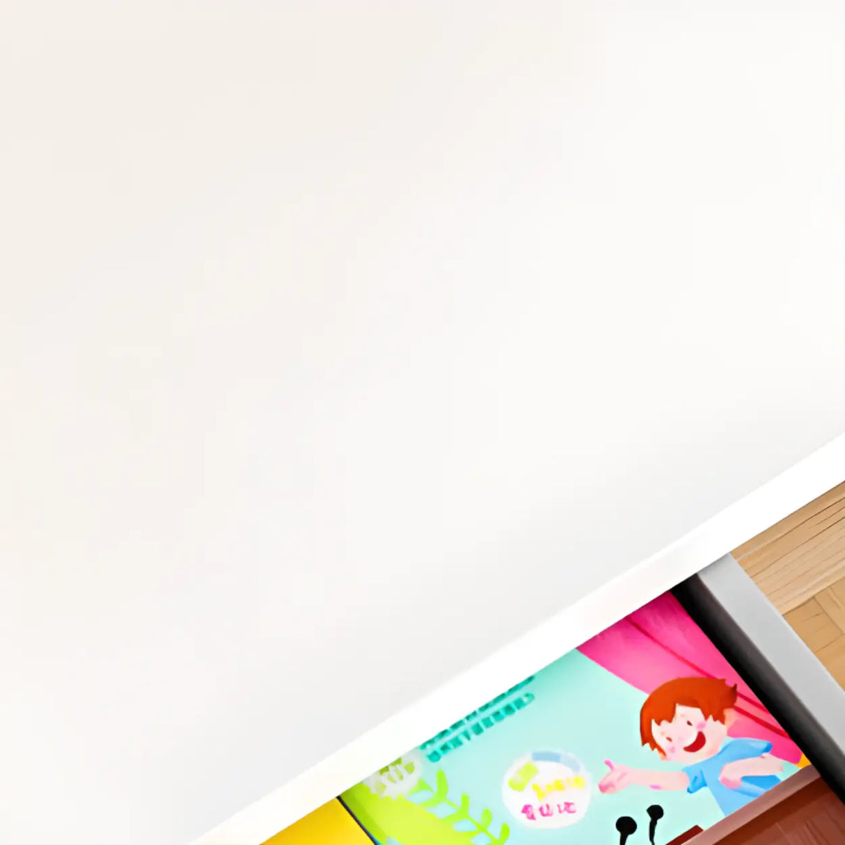 Adjustable White Wood Top Metal T-Shaped Base Kids Desk Image - 14