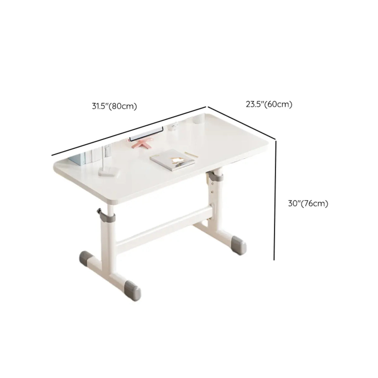Adjustable White Wood Top Metal T-Shaped Base Kids Desk Image - 16