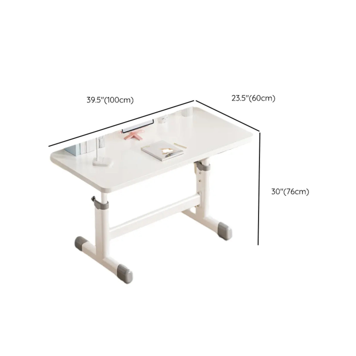 Adjustable White Wood Top Metal T-Shaped Base Kids Desk Image - 18