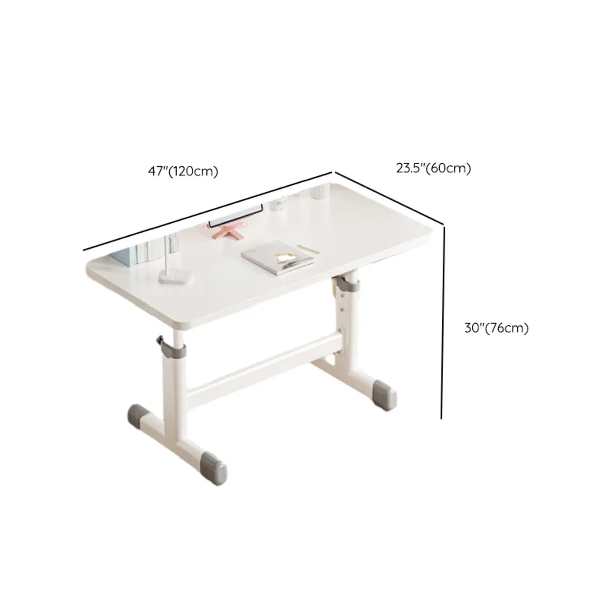 Adjustable White Wood Top Metal T-Shaped Base Kids Desk Image - 20