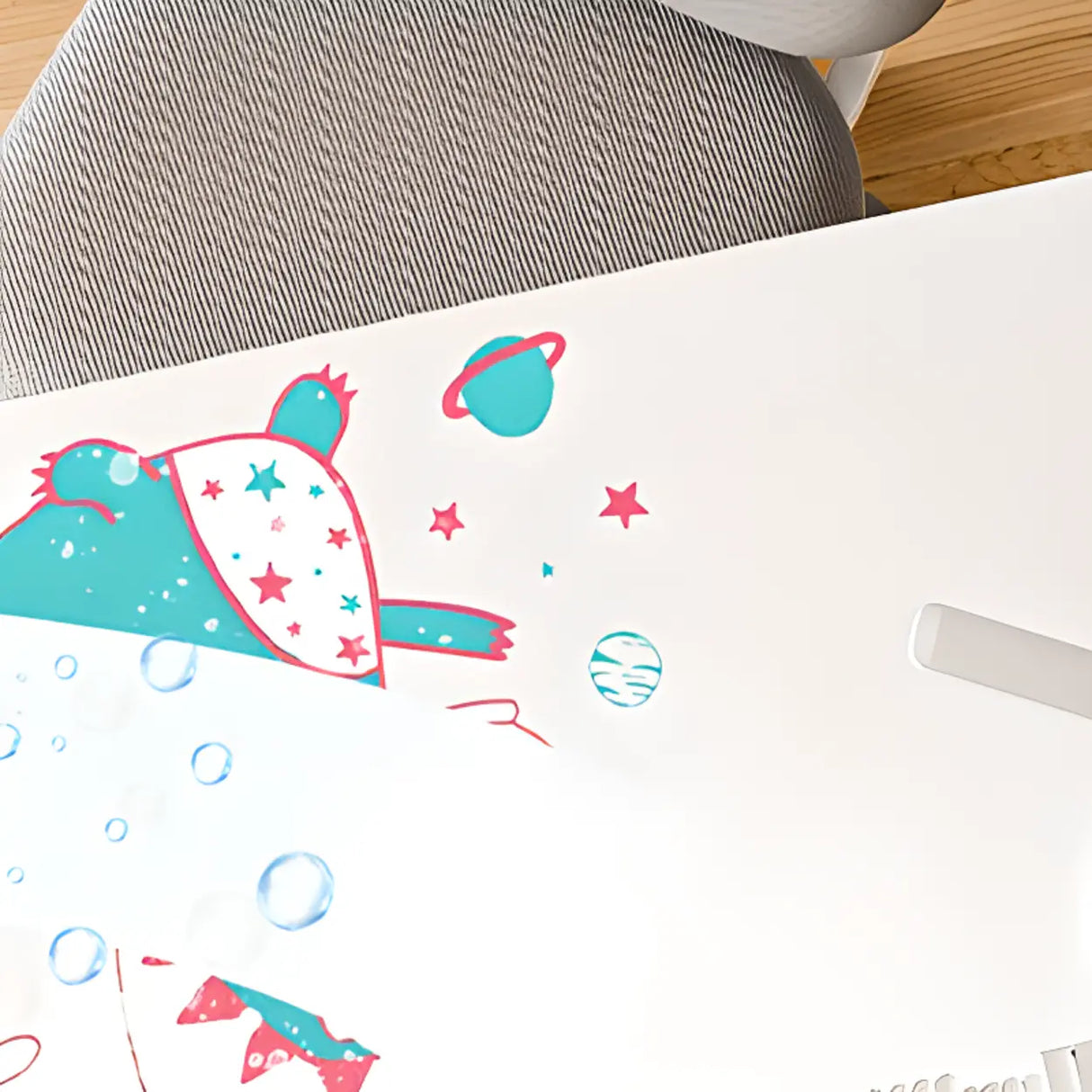 Adjustable White Wood Top Metal T-Shaped Base Kids Desk Image - 8