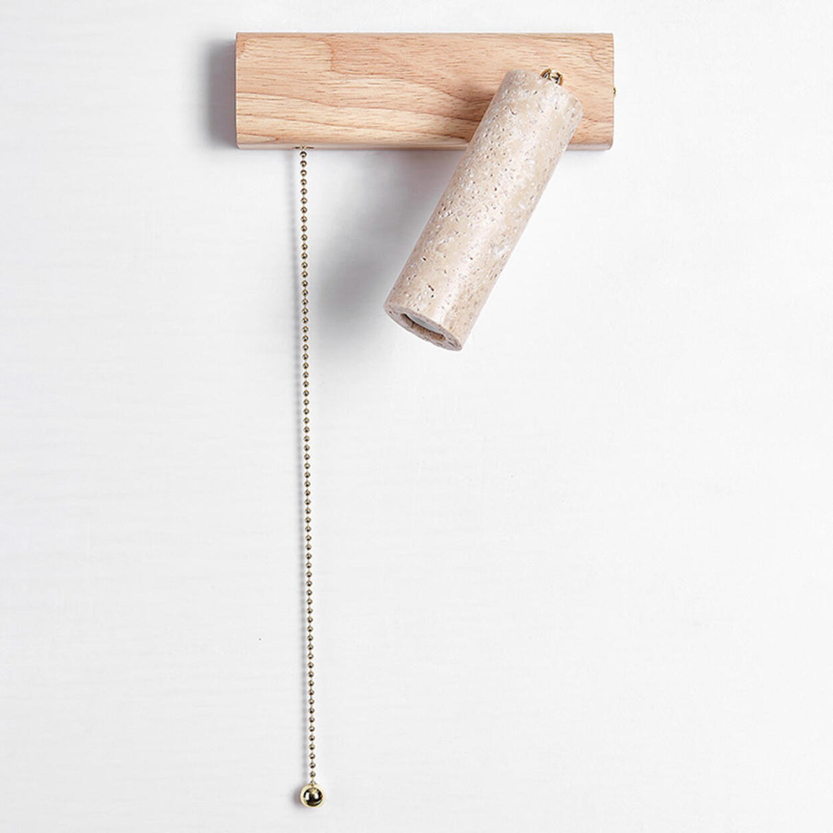 Adjustable Wood Cylinder Wall Sconce with Pull Chain Image - 10