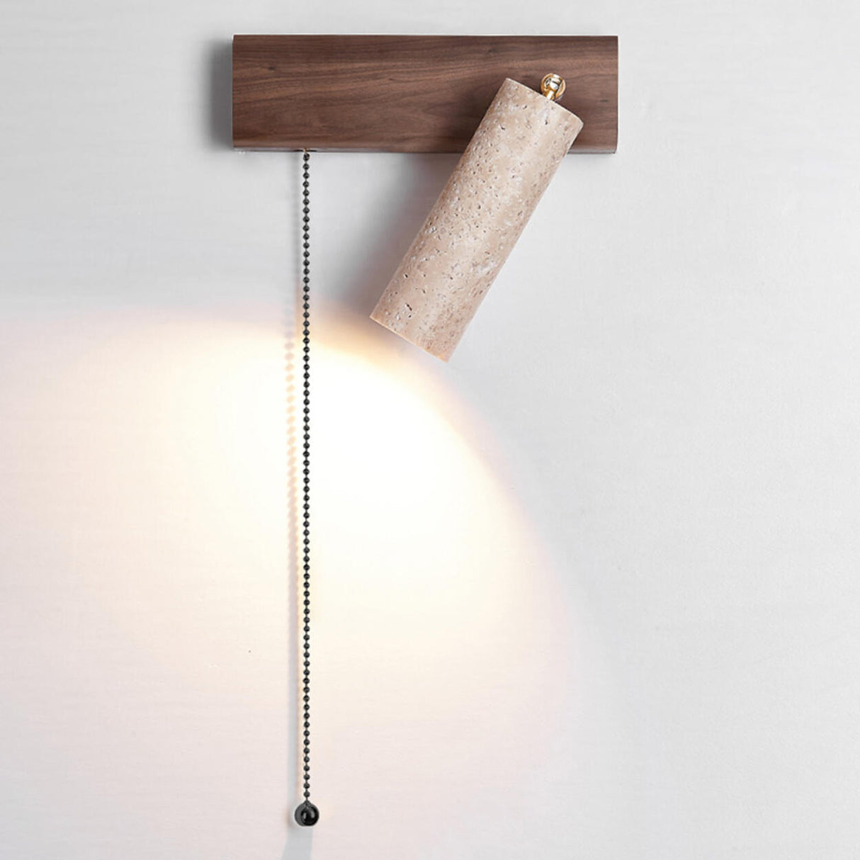 Adjustable Wood Cylinder Wall Sconce with Pull Chain Image - 12