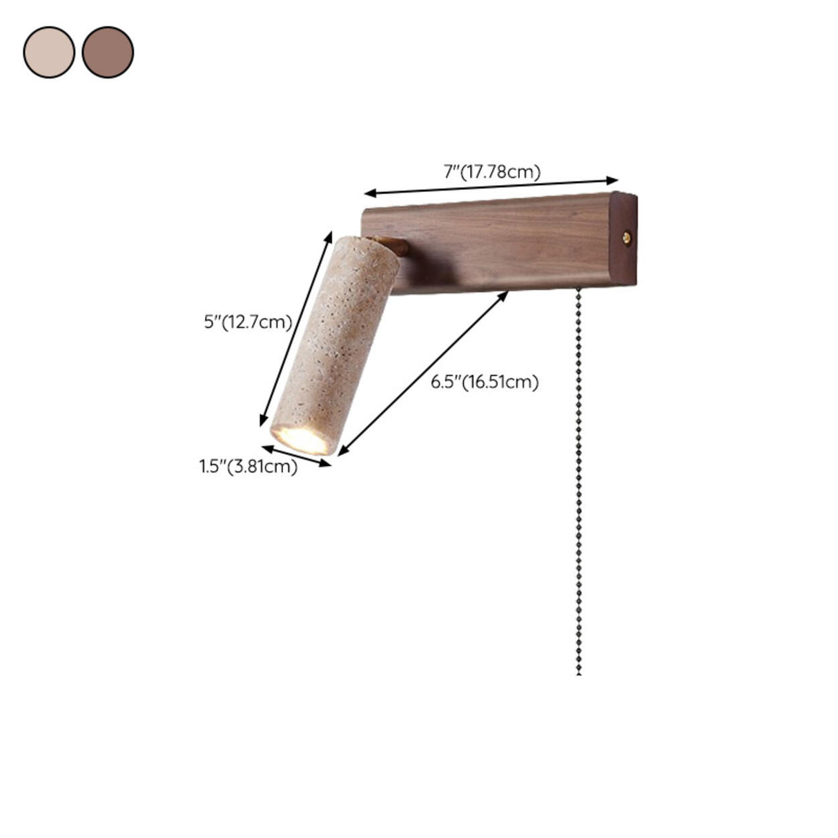 Adjustable Wood Cylinder Wall Sconce with Pull Chain Image - 14