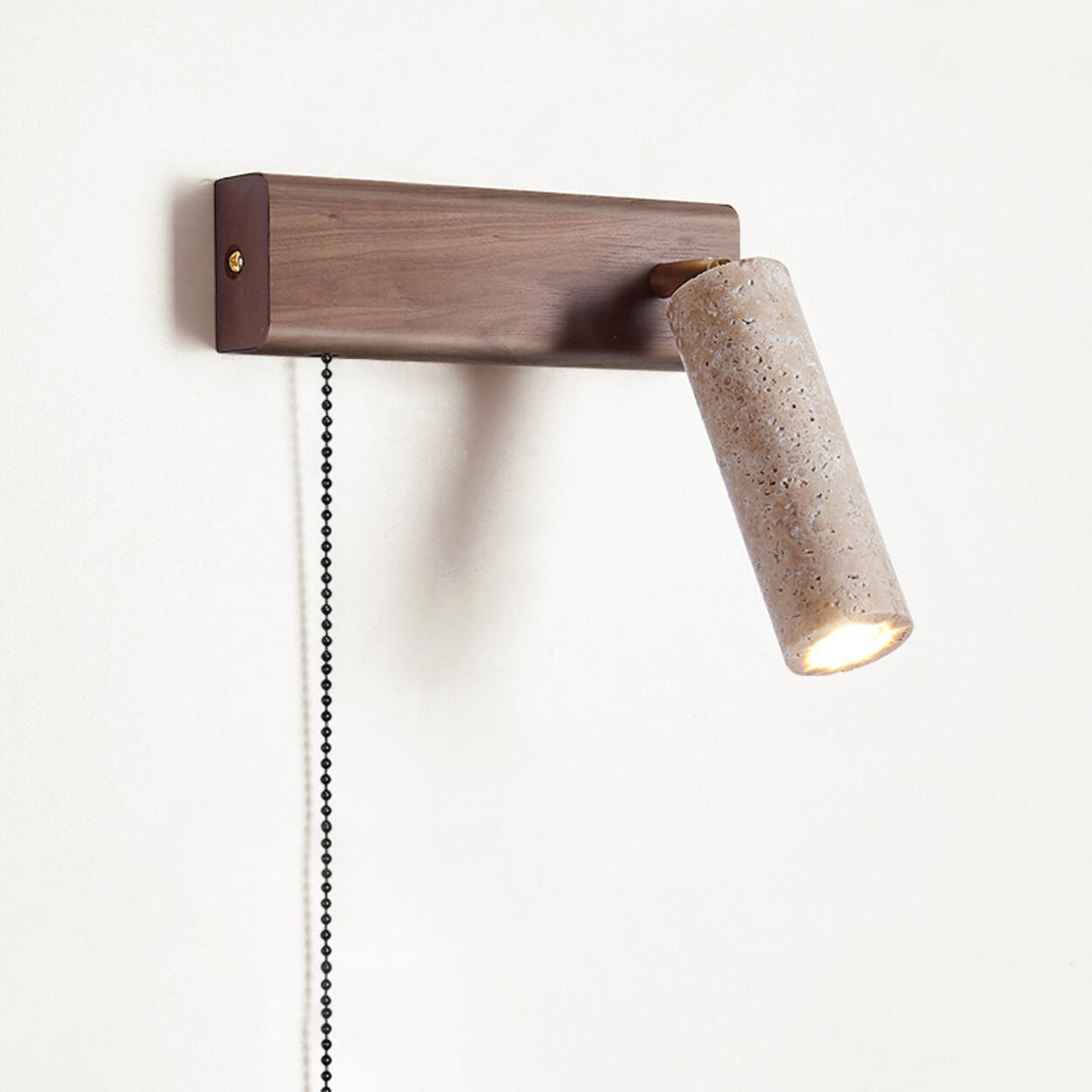 Adjustable Wood Cylinder Wall Sconce with Pull Chain Image - 5