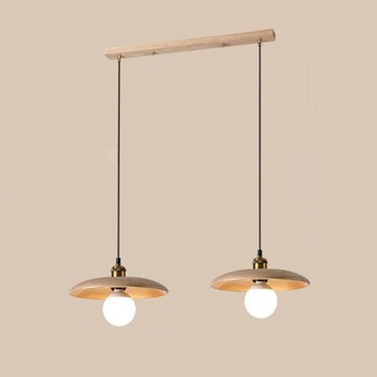 Adjustable Wood Disc Pendant Light Kitchen Island Image - 2