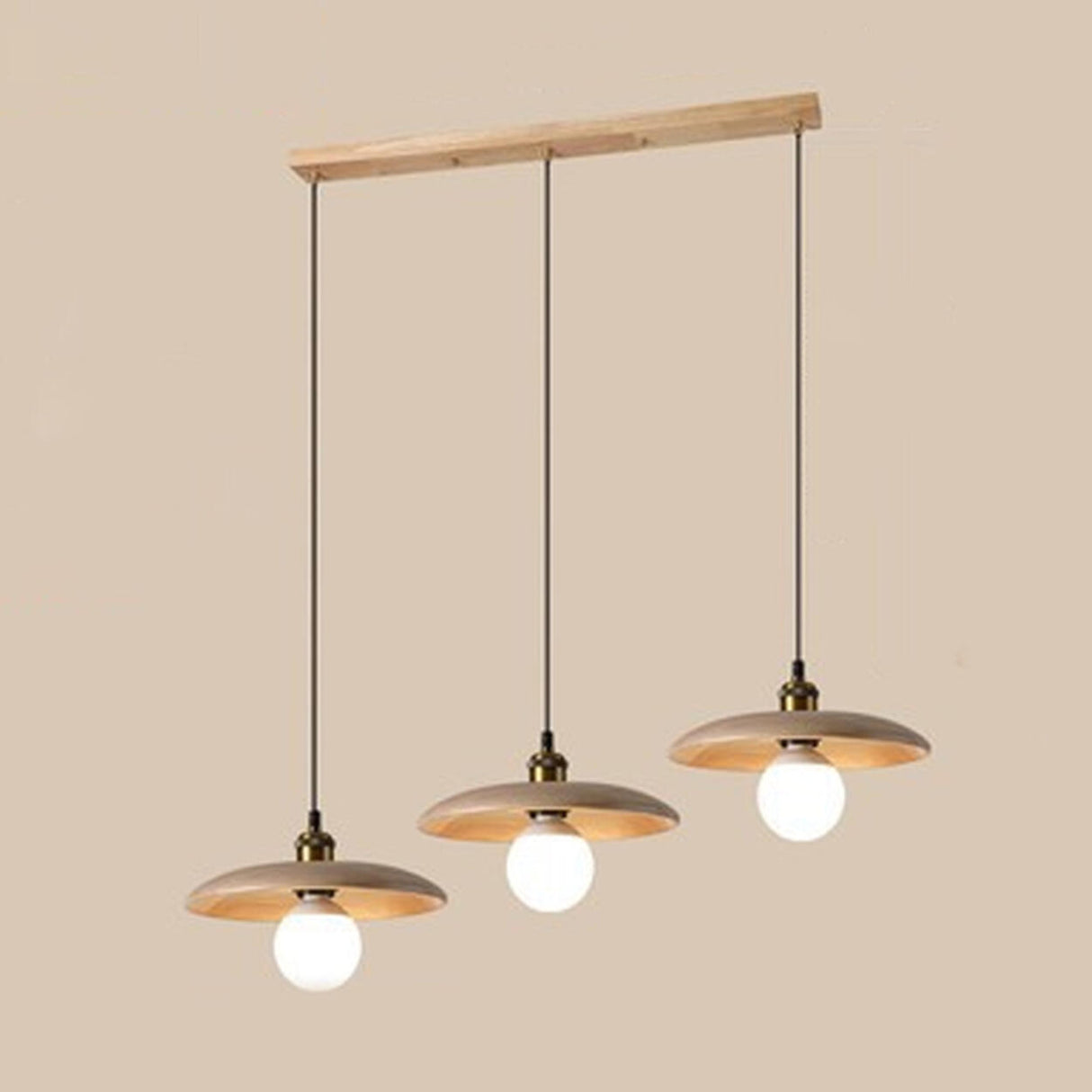 Adjustable Wood Disc Pendant Light Kitchen Island Image - 3
