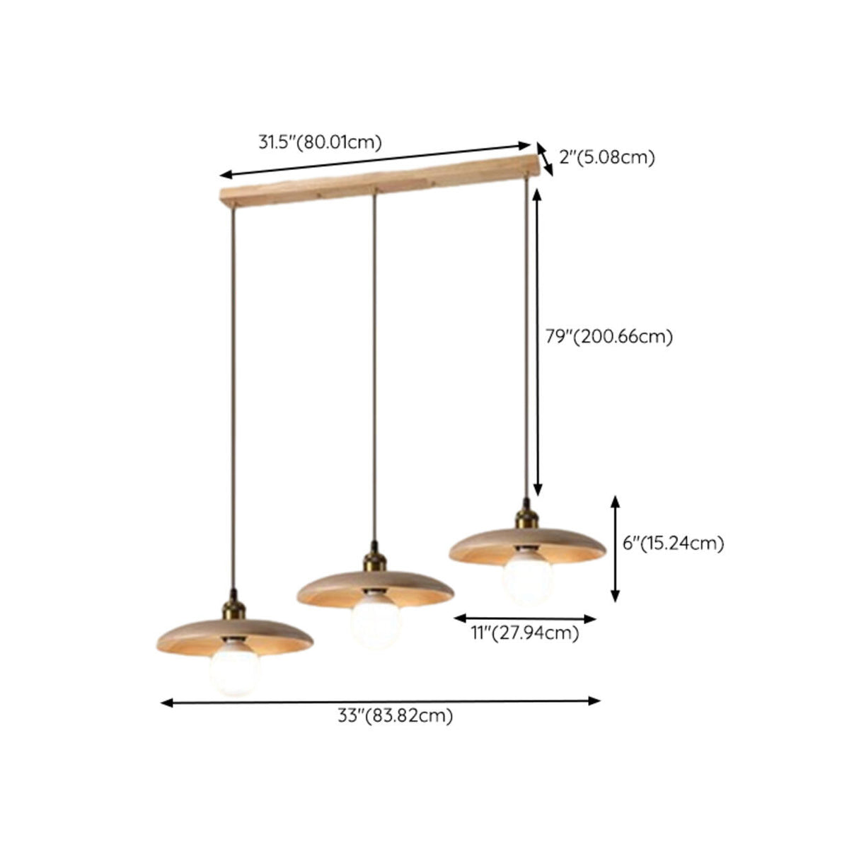 Adjustable Wood Disc Pendant Light Kitchen Island Image - 9