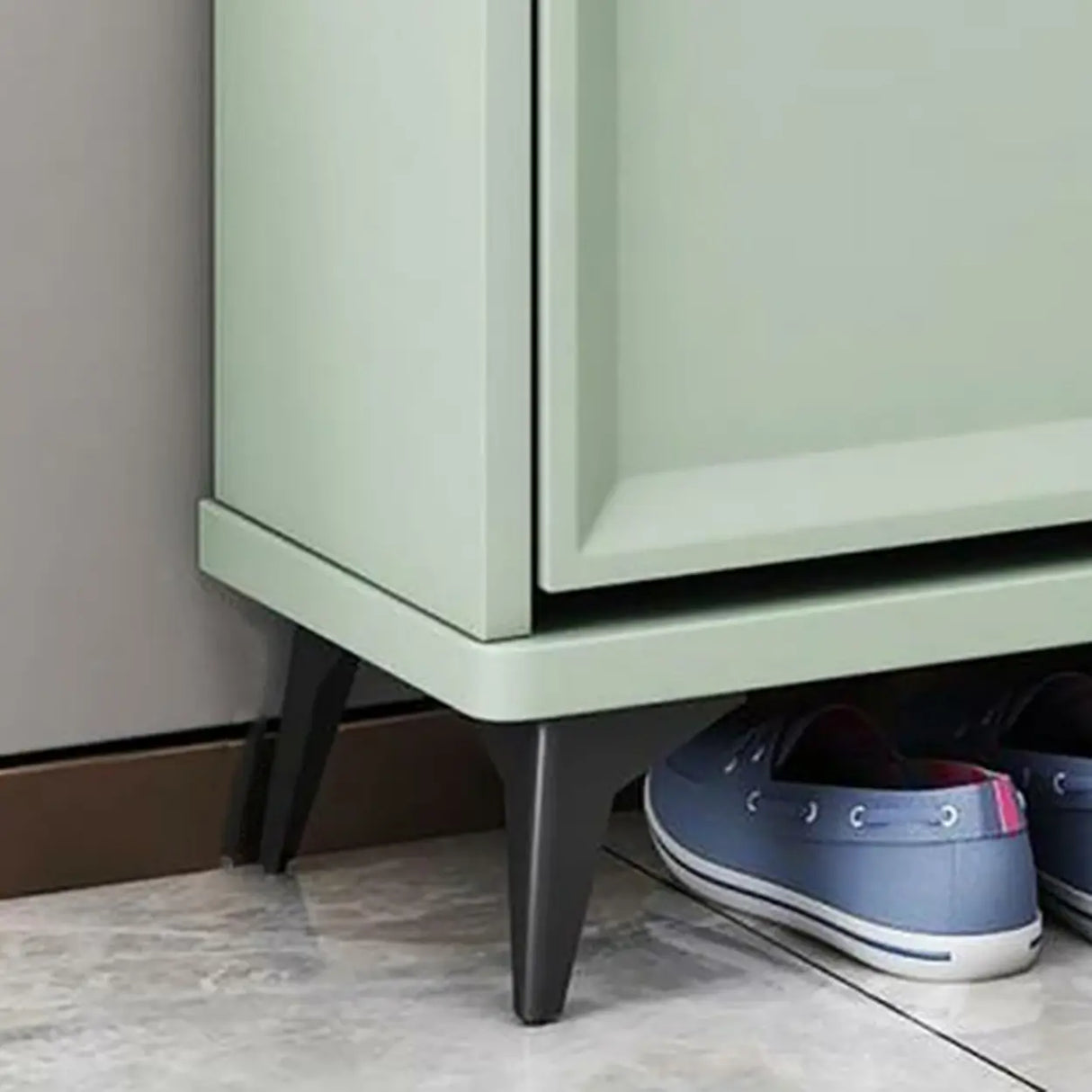 Adjustable Wood Green Large Drop Front Shoe Storage Cabinet Image - 12