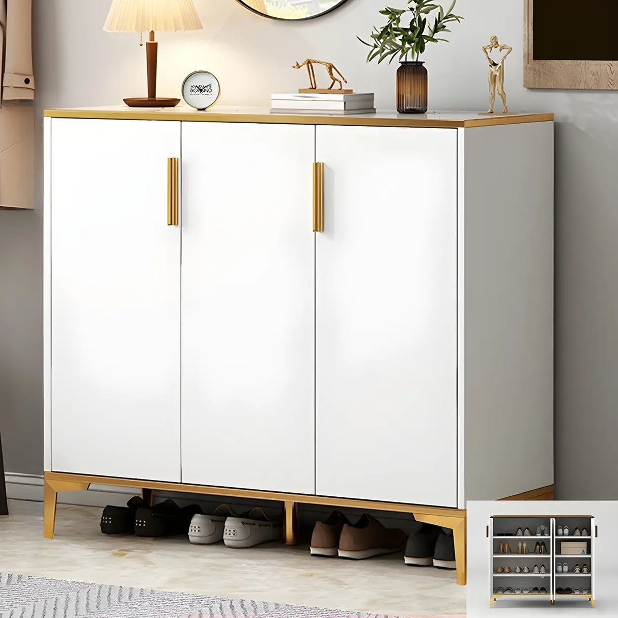 Adjustable Wood Hallway Gray Large Shoe Storage Unit Image - 3