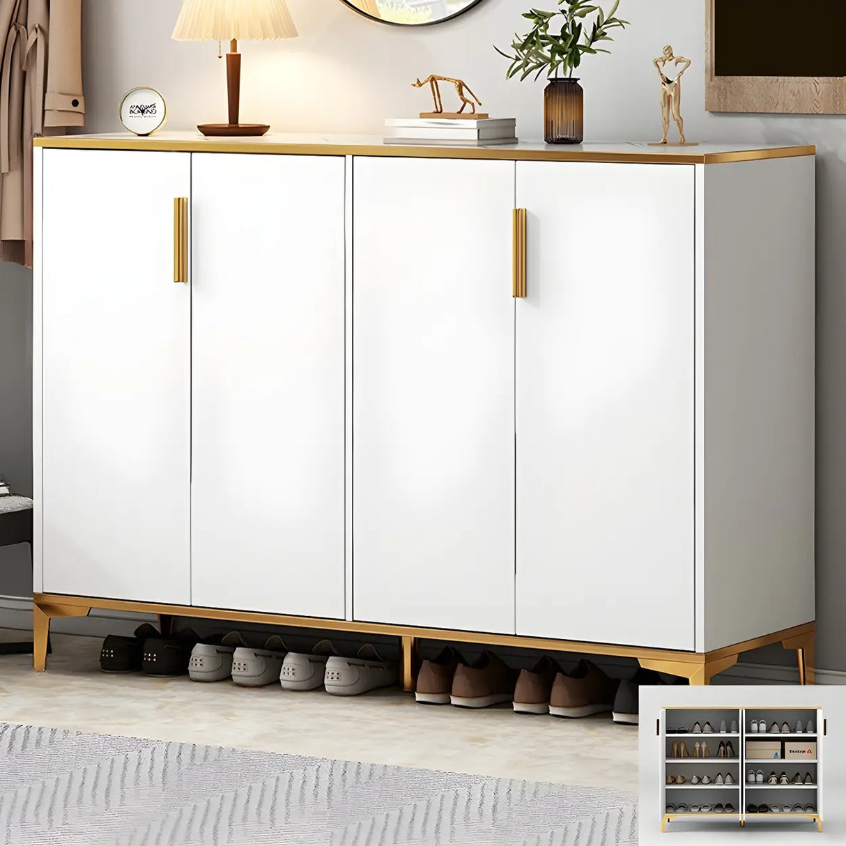 Adjustable Wood Hallway Gray Large Shoe Storage Unit Image - 6