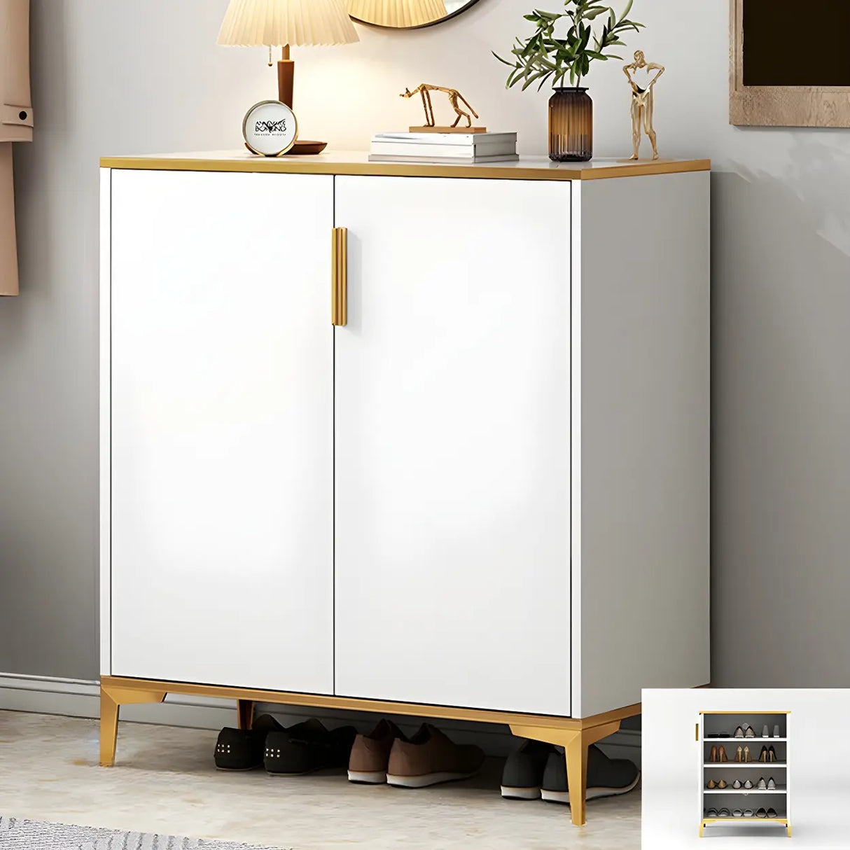 Adjustable Wood Hallway Gray Large Shoe Storage Unit Image - 7