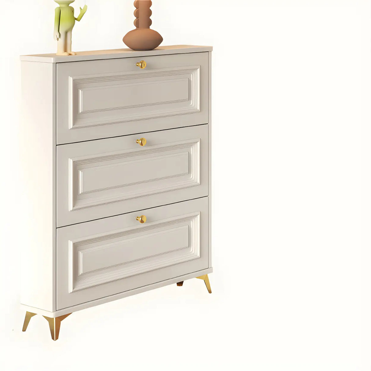 Adjustable Wood Hallway White Drop Front Shoe Storage Image - 11