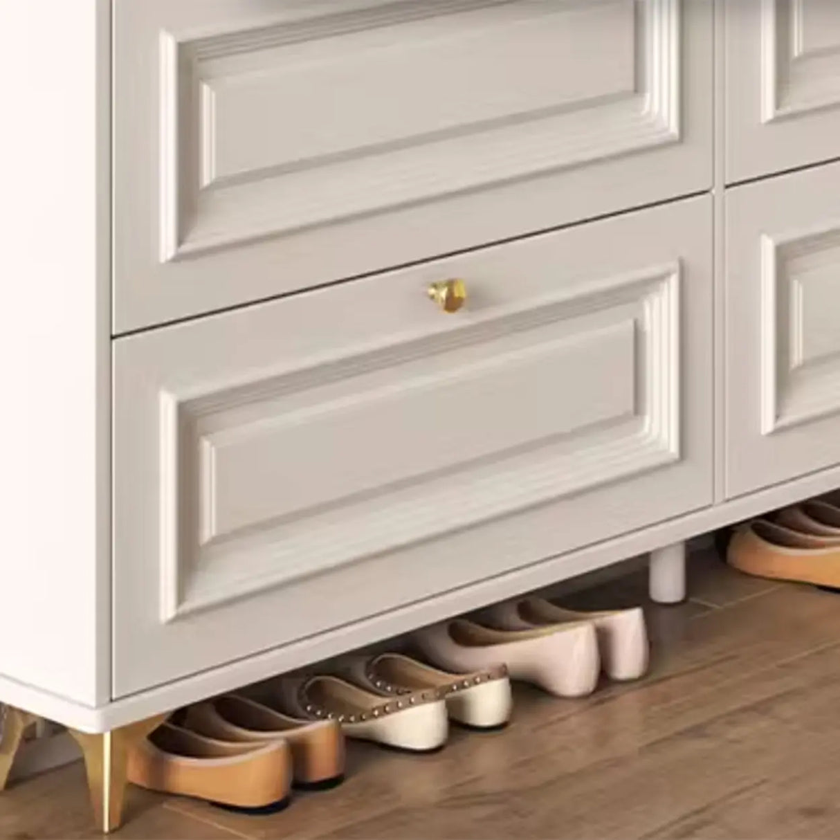 Adjustable Wood Hallway White Drop Front Shoe Storage Image - 14