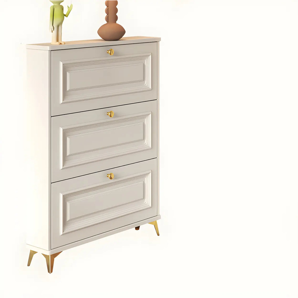 Adjustable Wood Hallway White Drop Front Shoe Storage Image - 16