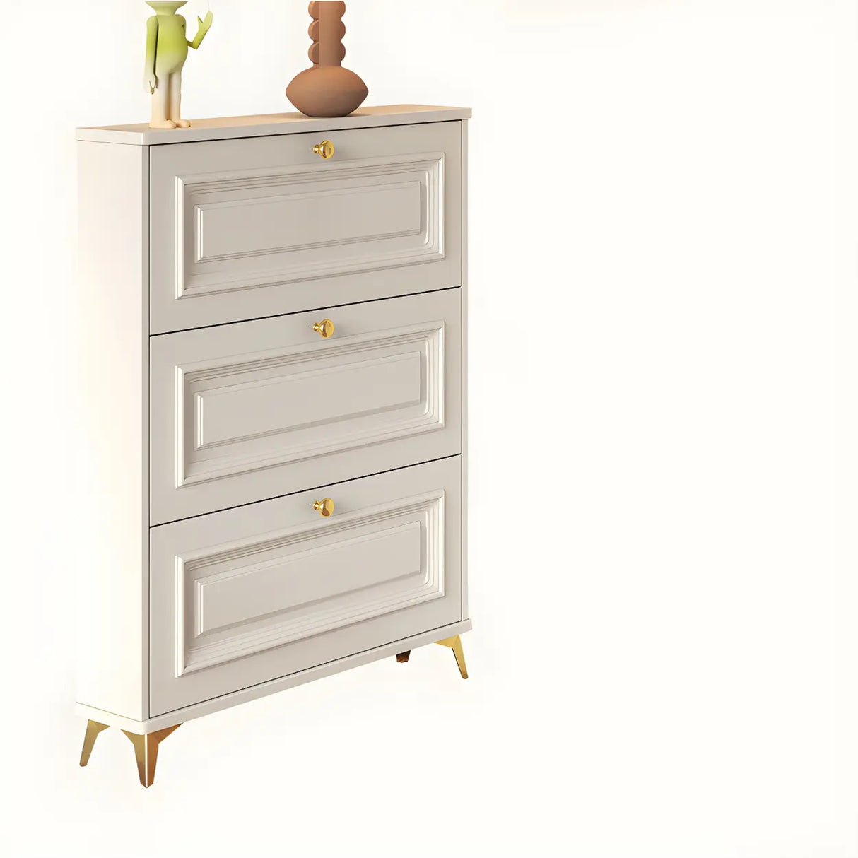 Adjustable Wood Hallway White Drop Front Shoe Storage Image - 17