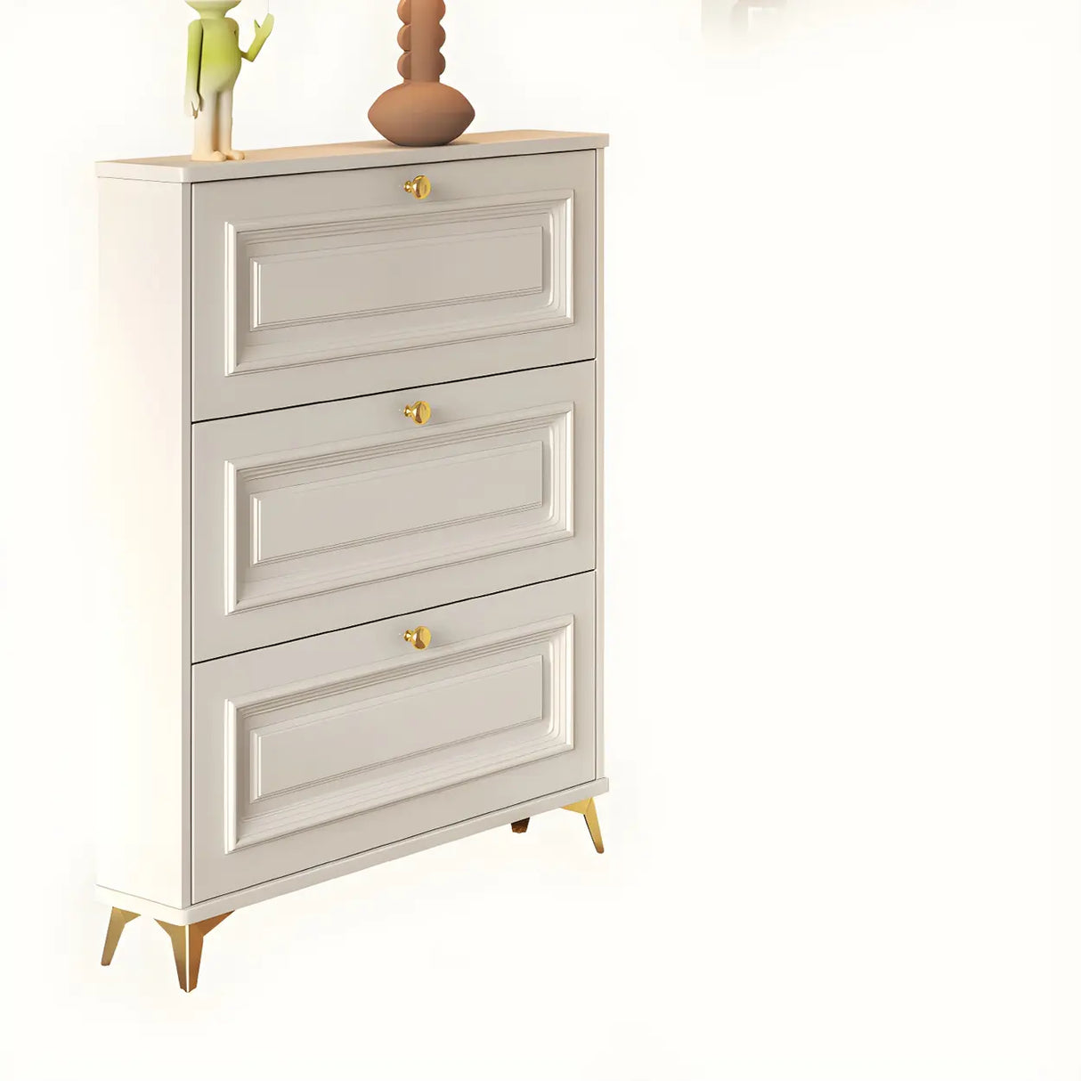 Adjustable Wood Hallway White Drop Front Shoe Storage Image - 18