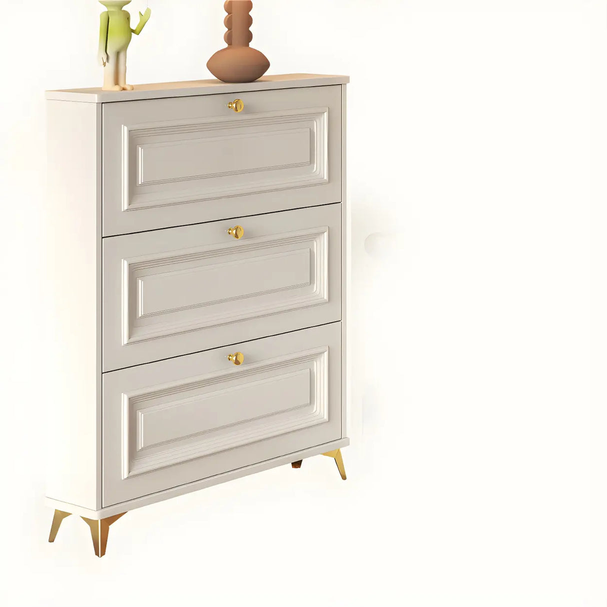 Adjustable Wood Hallway White Drop Front Shoe Storage Image - 19