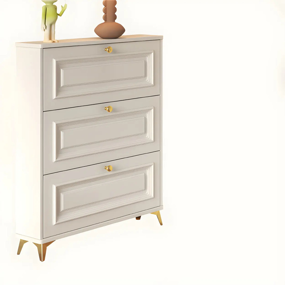 Adjustable Wood Hallway White Drop Front Shoe Storage Image - 20