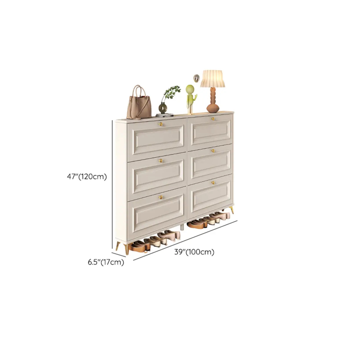 Adjustable Wood Hallway White Drop Front Shoe Storage Image - 40