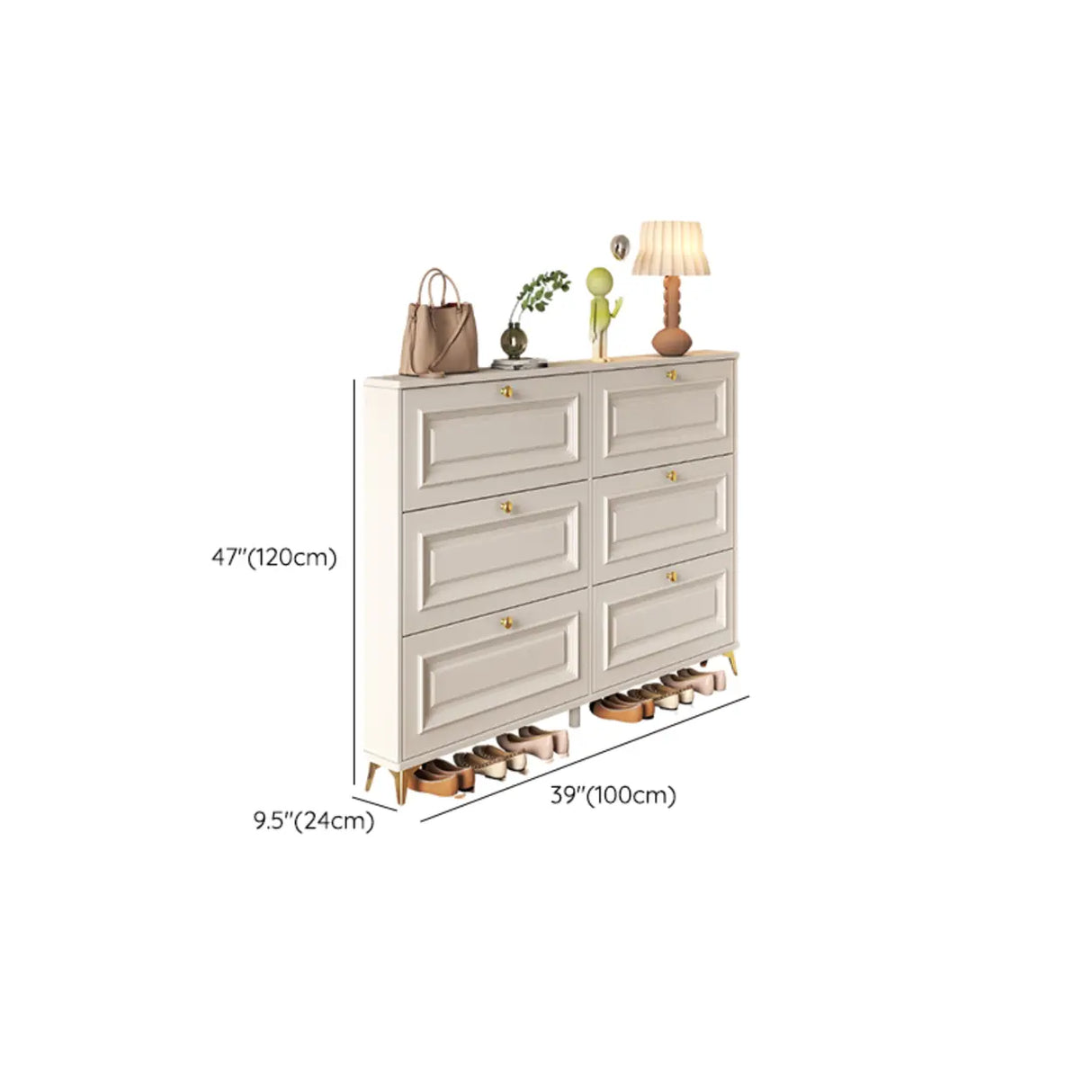 Adjustable Wood Hallway White Drop Front Shoe Storage Image - 41